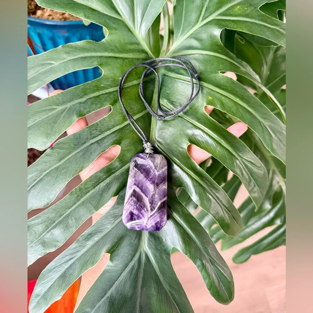 Chevron Amethyst Pendant || handmade necklace